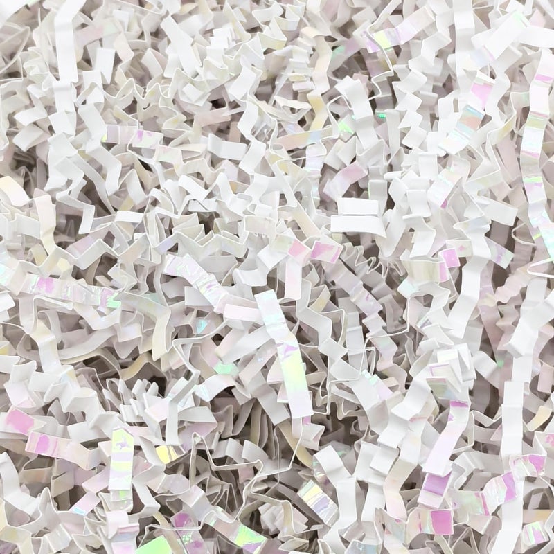 Keoferlo White Paper Shred Baskets Stuffing 1/2 LB Gift Box Filler Crinkle Cut Paper Grass for Bridesmaid Proposal Box Wedding Packing Shipping Decorations (Diamond White) - Image 1